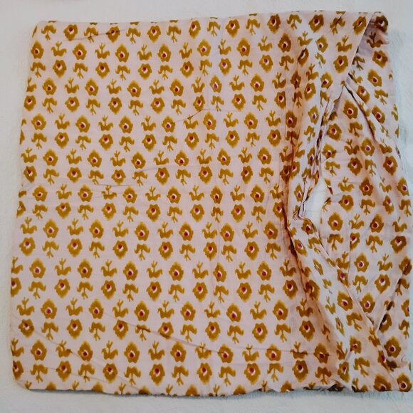 Anthropologie Kemali Quilt Pillow Sham Euro 26" Quilted Ikat Block Print Orange - Picture 5 of 7